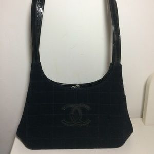 Coco Mark Handle Black Velour Tote